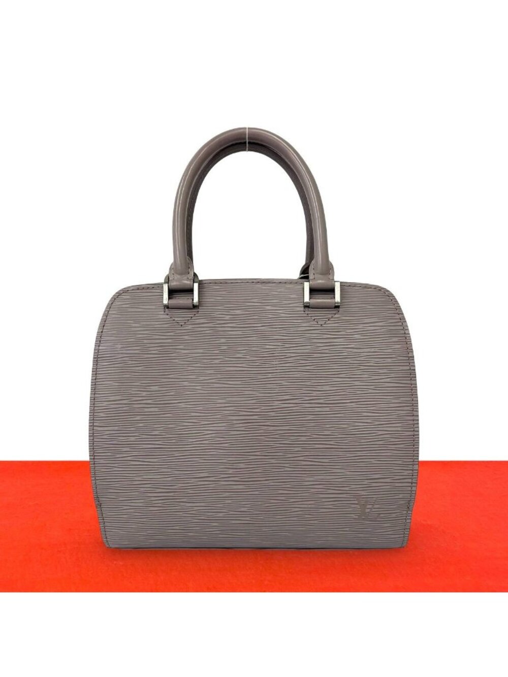 Louis Vuitton Pont Neuf Epi Leather Mini Boston Bag Tote Lila Gray